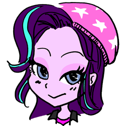 Size: 720x720 | Tagged: safe, artist:bushbuck93, starlight glimmer, equestria girls, mirror magic, spoiler:eqg specials, beanie, bust, female, hat, looking at you, simple background, smiling, solo, transparent background