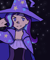 Size: 4999x5999 | Tagged: safe, artist:lunawoonanight, starlight glimmer, human, absurd resolution, accessory swap, cape, clothes, hat, humanized, night, solo, trixie's cape, trixie's hat