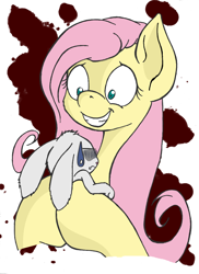 Size: 800x1100 | Tagged: safe, artist:ceciliacrow, artist:riracreations, angel bunny, fluttershy, pegasus, pony, rabbit