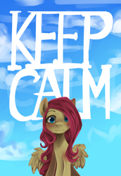 Size: 1764x2560 | Tagged: safe, artist:facerenon, fluttershy, pegasus, pony, keep calm, looking at you, meme, poster, solo