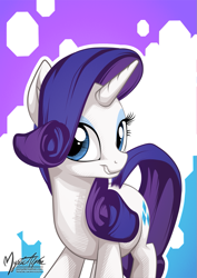 Size: 955x1351 | Tagged: safe, artist:mysticalpha, rarity, pony, unicorn, cute, looking at you, raribetes, smiling, solo