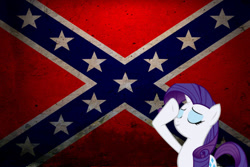 Size: 640x427 | Tagged: safe, rarity, pony, unicorn, confederate, confederate flag, cropped, eyes closed, harsher in hindsight, op is a cuck, op is trying to start shit, out of character, rainbow dash salutes, salute, smiling