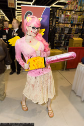 Size: 1365x2048 | Tagged: artist needed, safe, fluttershy, human, .mov, 2014, blood, chainsaw, convention, cosplay, glasses, irl, irl human, photo, sakura con, shed.mov, solo