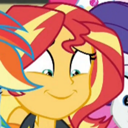 Size: 290x291 | Tagged: safe, screencap, sunset shimmer, better together, equestria girls, forgotten friendship, cropped, faic, smiling