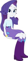 Size: 998x2157 | Tagged: safe, artist:sketchmcreations, rarity, equestria girls, boots, bracelet, clothes, high heel boots, inkscape, jewelry, raised eyebrow, simple background, sitting, skirt, solo, transparent background, vector, wristband