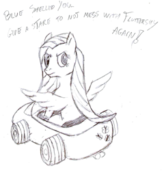 Size: 477x503 | Tagged: artist needed, safe, fluttershy, pegasus, pony, death stare, game, luigi, luigi's death stare, mario kart, mario kart 8, meme, monochrome, parody, solo, stare, super mario bros., the stare