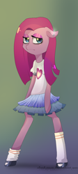 Size: 760x1704 | Tagged: safe, artist:gnidagovnida, pinkie pie, anthro, clothes, heart, pinkamena diane pie, skirt, solo