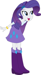 Size: 1141x2053 | Tagged: safe, artist:sketchmcreations, rarity, equestria girls, rainbow rocks, boots, clothes, inkscape, open mouth, simple background, skirt, solo, transparent background, vector, wristband