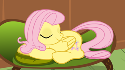 Size: 722x408 | Tagged: safe, artist:feedfancier, fluttershy, pegasus, pony, cute, sleeping, solo