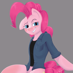 Size: 1200x1200 | Tagged: safe, artist:desmond-some, pinkie pie, earth pony, pony, female, mare, pink coat, pink mane, simple background, solo