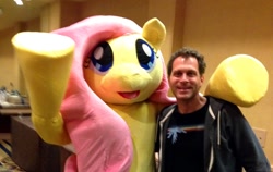 Size: 960x608 | Tagged: safe, fluttershy, human, fursuit, irl, irl human, josh haber, photo