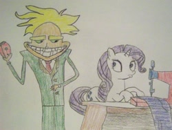 Size: 900x675 | Tagged: safe, artist:darkknightwolf2011, rarity, pony, unicorn, courage the cowardly dog, crossover, electric razor, freaky fred, naughty, smiling, this will end in pain, this will end in tears