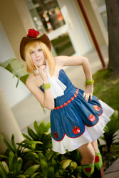 Size: 1152x1728 | Tagged: safe, artist:nyunyucosplay, applejack, human, equestria girls, ala 2014, anime los angeles, convention, cosplay, fall formal outfits, irl, irl human, photo, solo