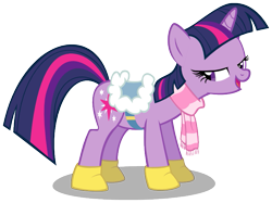 Size: 763x572 | Tagged: safe, artist:kopachris, derpibooru import, twilight sparkle, unicorn twilight, pony, unicorn, winter wrap up, bedroom eyes, boots, clothes, female, kinky, mare, open mouth, saddle, scarf, simple background, solo, svg, transparent background, vector