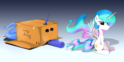 Size: 4800x2400 | Tagged: safe, artist:flamevulture17, princess celestia, princess luna, alicorn, pony, boop, boop box, box, imminent boop, reaching, s1 luna, sitting, smiling, sneaking, spread wings, underhoof