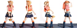 Size: 1652x622 | Tagged: safe, artist:cherrysteam, applejack, human, basket, belly button, clothes, cosplay, irl, irl human, leg warmers, midriff, photo, skirt