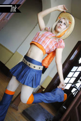 Size: 643x960 | Tagged: safe, artist:cherrysteam, applejack, human, belly button, cosplay, irl, irl human, photo, solo