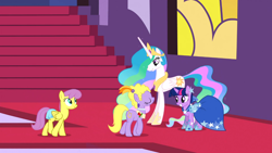 Size: 1366x768 | Tagged: safe, screencap, lyrica lilac, parasol, princess celestia, twilight sparkle, alicorn, pony, the best night ever