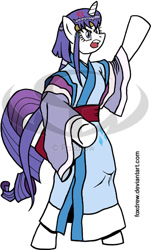 Size: 521x864 | Tagged: safe, artist:foxdrew, rarity, pony, unicorn, ayeka, bipedal, solo, tenchi muyo, watermark