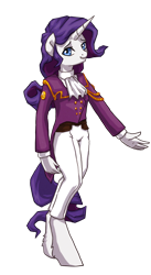 Size: 832x1514 | Tagged: safe, artist:koviry, rarity, anthro, unicorn, clothes, crossover, jacket, sakura wars, solo