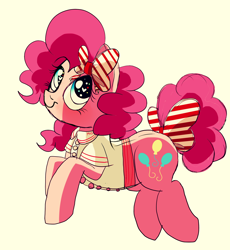 Size: 2300x2500 | Tagged: safe, artist:misspolycysticovary, pinkie pie, earth pony, pony, bow, clothes, female, mare, simple background, smiling, solo, tail bow, white background