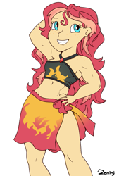 Size: 481x711 | Tagged: safe, artist:php93, sunset shimmer, better together, equestria girls, forgotten friendship, armpits, belly button, clothes, freckles, muscles, swimsuit