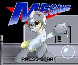 Size: 900x750 | Tagged: safe, artist:klemm, derpy hooves, pegasus, pony, crossover, female, mare, megaman, megamare, newbie artist training grounds, solo