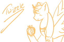 Size: 3000x2000 | Tagged: safe, artist:twizzle, applejack, alicorn, pony, alicornified, apple, applecorn, monochrome, race swap, solo