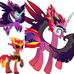 Size: 320x320 | Tagged: safe, midnight sparkle, sci-twi, sunset satan, sunset shimmer, twilight sparkle, alicorn, pony, equestria girls, equestria girls ponified, fusion, midnightsatan, ponified, simple background, white background