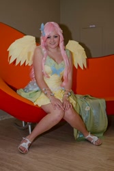 Size: 640x960 | Tagged: safe, artist:kotone-sayuri, fluttershy, human, clothes, cosplay, dress, irl, irl human, photo, solo, toes