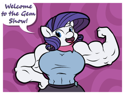 Size: 1050x800 | Tagged: safe, artist:glux2, rarity, anthro, breasts, female, flexing, muscles, raritits, ripped rarity, solo