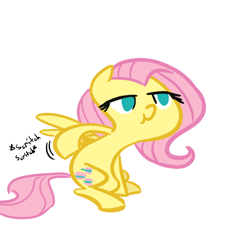 Size: 1100x1000 | Tagged: safe, artist:deeriojim, artist:tess, fluttershy, pegasus, pony, :t, colored, scratching, sitting, solo