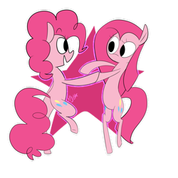 Size: 1024x1024 | Tagged: safe, artist:chandelurres, pinkie pie, earth pony, pony, duality, female, mare, pink coat, pink mane, pinkamena diane pie