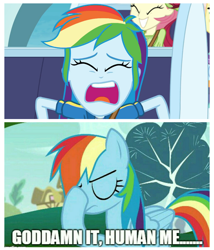 Size: 1078x1258 | Tagged: safe, derpibooru import, edit, edited screencap, screencap, rainbow dash, better together, equestria girls, rollercoaster of friendship, sonic rainboom (episode), facehoof, rollercoaster, stop the ride, vulgar