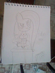 Size: 480x640 | Tagged: safe, artist:supersebacx, pinkie pie, earth pony, pony, monochrome, solo, traditional art