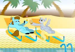 Size: 800x558 | Tagged: safe, artist:lars99, derpy hooves, oc, pegasus, pony, beach, female, mare