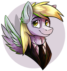 Size: 959x1014 | Tagged: safe, artist:greenstorm64, derpy hooves, pegasus, pony, clothes, ear fluff, female, mare, solo, suit, tuxedo, underp