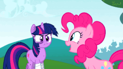 Size: 853x480 | Tagged: safe, derpibooru import, screencap, pinkie pie, spike, twilight sparkle, dragon, earth pony, pony, feeling pinkie keen, animated, bandage, broken bone, broken hoof, does not compute, episode, facial expressions, injured