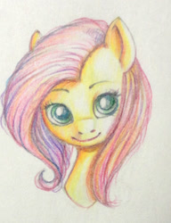 Size: 1000x1300 | Tagged: safe, artist:dzmaylon, fluttershy, pegasus, pony, head, simple background, smiling, solo, traditional art, white background