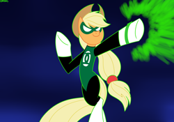 Size: 2000x1400 | Tagged: safe, artist:mofetafrombrooklyn, applejack, earth pony, pony, crossover, green lantern, parody, solo