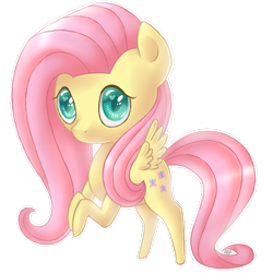 Size: 568x568 | Tagged: safe, artist:awesomebluepony, fluttershy, pegasus, pony, chibi, cute, looking at you, simple background, solo, transparent background