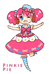 Size: 360x531 | Tagged: safe, artist:kochazl, pinkie pie, human, clothes, dress, gala dress, humanized, pixiv, solo, twintails