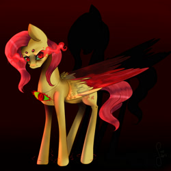 Size: 2000x2000 | Tagged: safe, artist:saoiirse, fluttershy, pegasus, pony, corrupted, evil, solo, sombra eyes, the stare, wrath