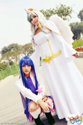 Size: 795x1200 | Tagged: safe, artist:dashcosplay, princess celestia, twilight sparkle, human, cosplay, irl, irl human, photo