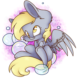 Size: 4600x4588 | Tagged: safe, artist:cutepencilcase, derpy hooves, pegasus, pony, absurd resolution, bubble, cute, derpabetes, female, mare, solo