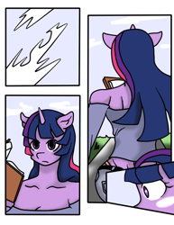 Size: 612x792 | Tagged: safe, artist:inuyuru, derpibooru import, twilight sparkle, anthro, comic:i read it in a book once, blushing, comic