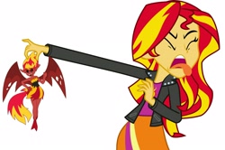 Size: 2542x1685 | Tagged: safe, artist:nano23823, edit, sunset satan, sunset shimmer, demon, equestria girls, exploitable meme, funny, meme, self ponidox, simple background, sunset is disgusted, tongue out, white background