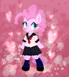 Size: 388x431 | Tagged: safe, artist:doubt, pinkie pie, earth pony, pony, bipedal, clothes, cute, diapinkes, sailor uniform, school uniform, schoolgirl, skirt, uniform