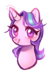 Size: 404x570 | Tagged: safe, artist:gloomynyan, starlight glimmer, pony, unicorn, bust, simple background, smiling, solo, white background