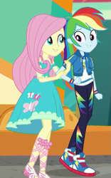 Size: 465x747 | Tagged: safe, derpibooru import, screencap, fluttershy, rainbow dash, better together, equestria girls, rollercoaster of friendship, clothes, converse, cropped, sandals, shipping fuel, shoes, sneakers